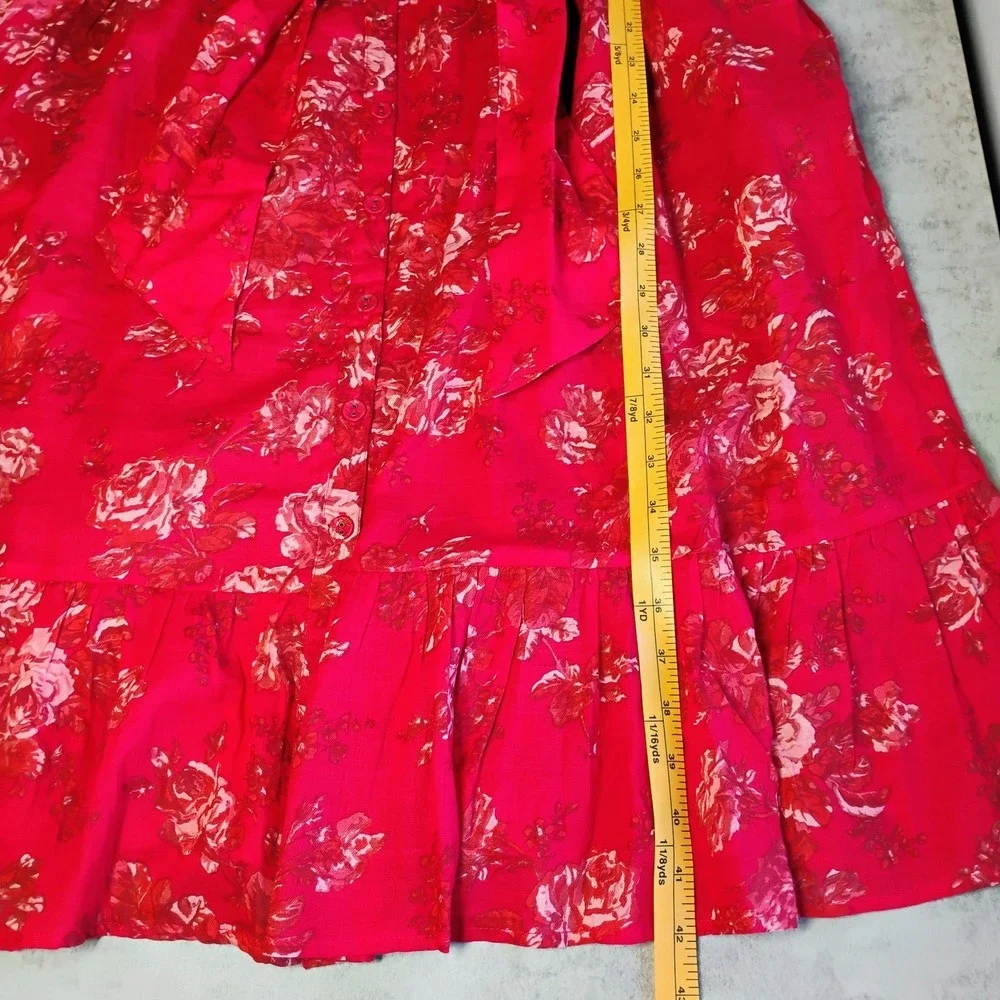 April Cornell Francesca Dress Red Womens Lg‎ Ruffle Romantic Floral Cottagecore - Picture 12 of 14